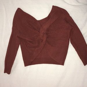 Twisted back rust sweater